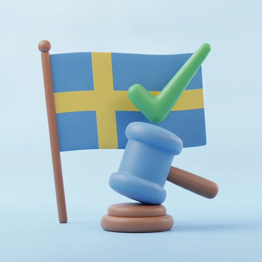 En domarklubba som symboliserar lagligheten att spela på casino utan svensk licens.