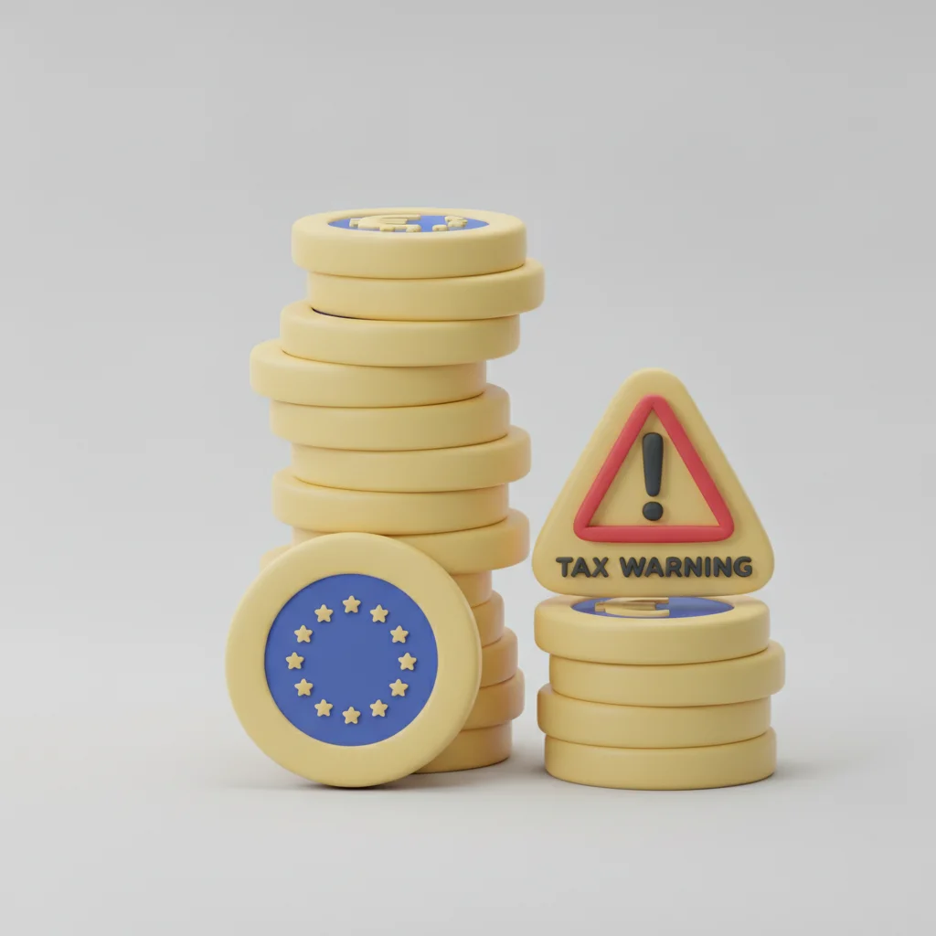 Mynt som visar skillnaden på skattefria vinster inom EU och skattepliktiga utanför.